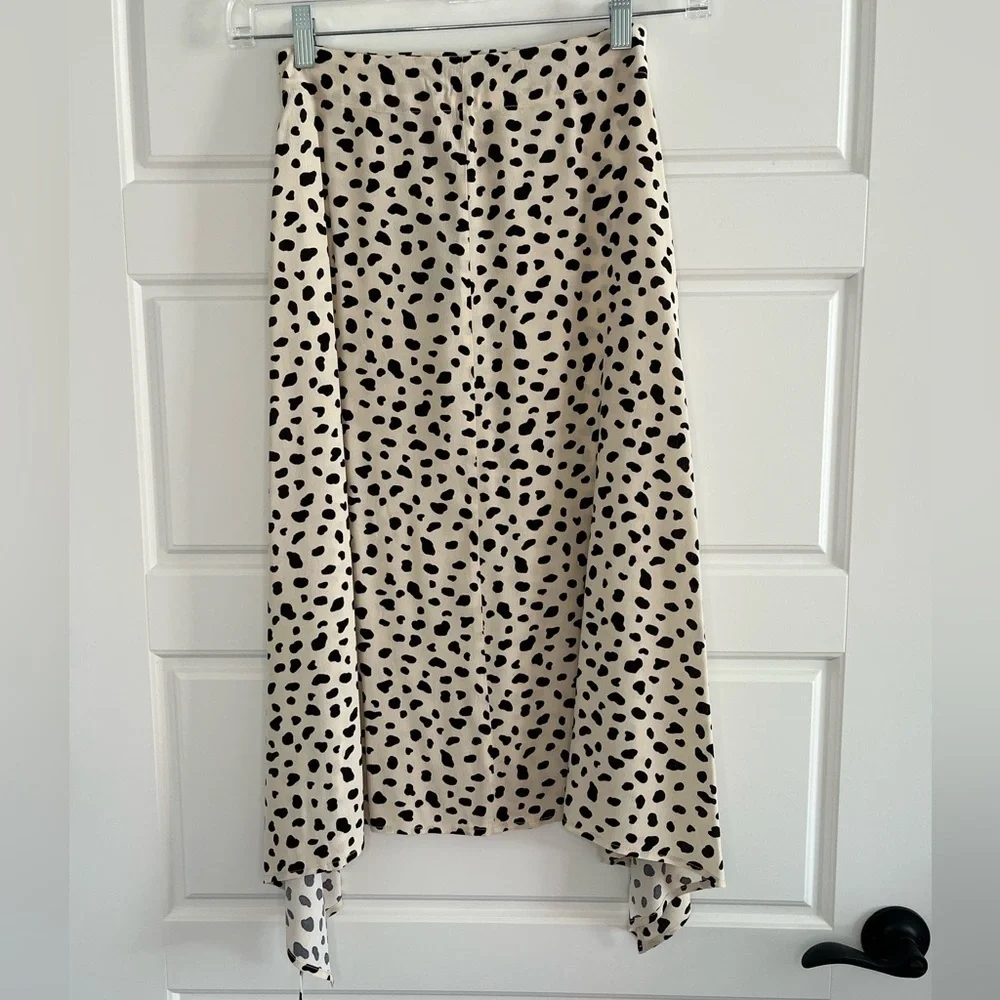 Lulus Set A Trend Leopard Animal Print Handkerchief Hem Midi Skirt XS New